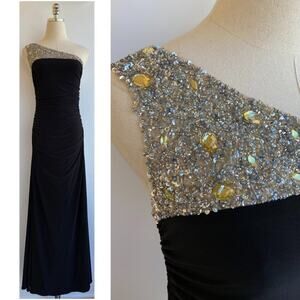 Cache Beaded Neckline Formal Evening Dress sz 0/2